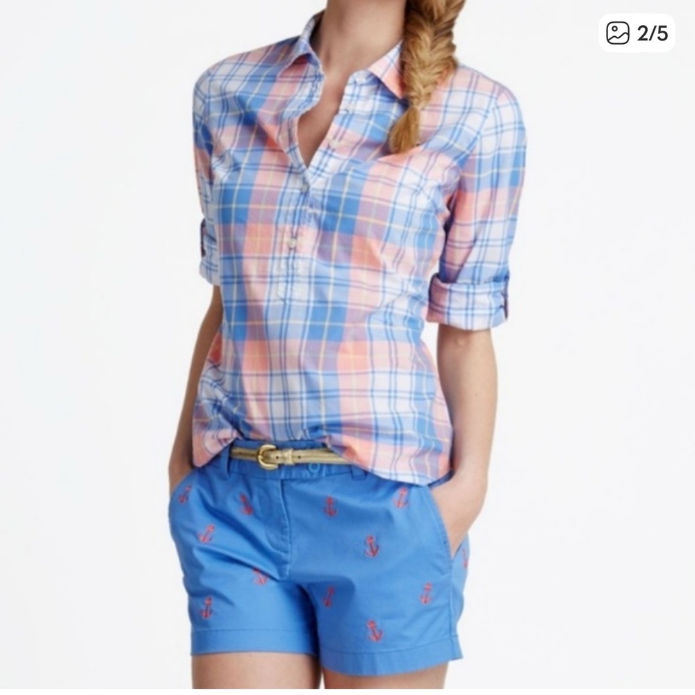 Vineyard Vines Plaid Popover Button Down Shirt Size 4